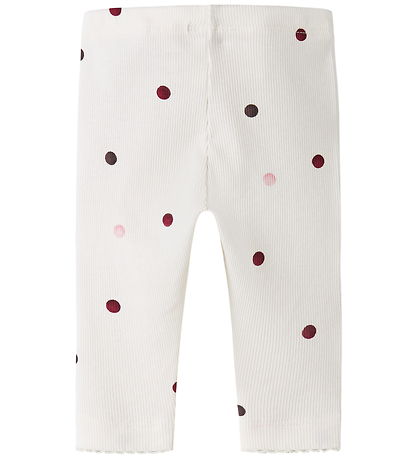 Name It Leggings - Rib - NbfNutti - Antique White/Dot