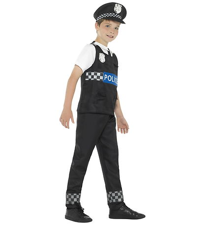 Smiffys Udklædning - Cop Costume - Black & White