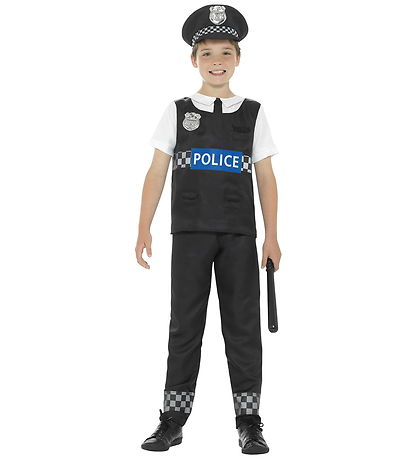 Smiffys Udklædning - Cop Costume - Black & White