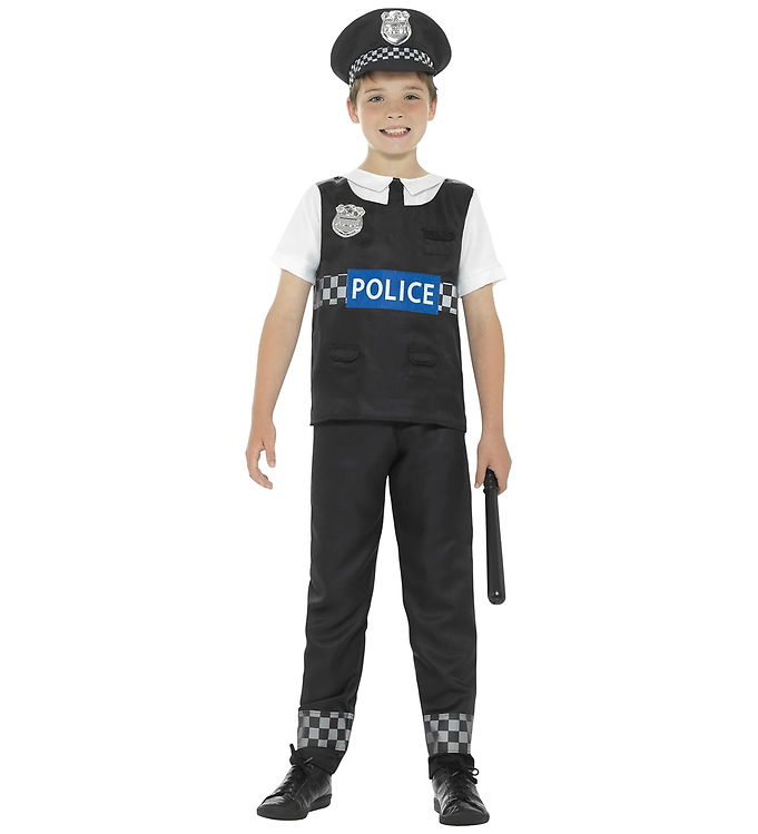 Smiffys Udklædning - Cop Costume - Black & White