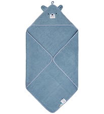Pippi Babyhåndklæde m. Hætte - 83x83 cm - Dusty Blue