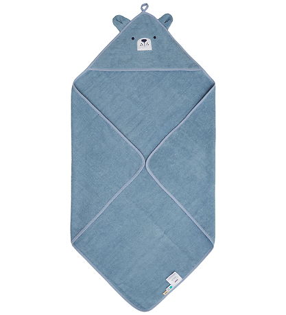 Pippi Babyhåndklæde m. Hætte - 83x83 cm - Dusty Blue