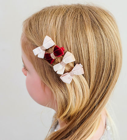 Mimi & Lula Hårklips - 4-Pak - Glitter Velvet Bow