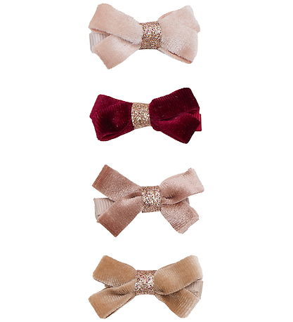 Mimi & Lula Hårklips - 4-Pak - Glitter Velvet Bow