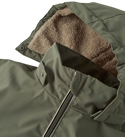 Name It Dynejakke -m. Fleece - NkmMiel - Dusty Olive