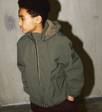 Name It Dynejakke -m. Fleece - NkmMiel - Dusty Olive