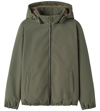 Name It Dynejakke -m. Fleece - NkmMiel - Dusty Olive