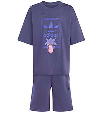 adidas Originals Sæt - T-shirt/Sweatshorts - Loose - Trace Purpl