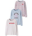 Name It Bluse - 3-pak - NkfNiana - Sheer Blue+Raindrops On Roses