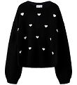 Name it Bluse - Strik - NKFOGUSSE - Black/Hearts in birch