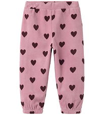 Name It Fleece pants - NmfOlajas - Mauve Shadows w. Hearts