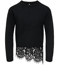 Kids Only Bluse - Strik - KogEvie - Black/Black Lace
