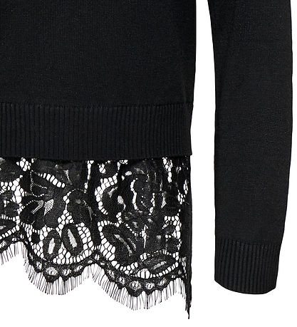 Kids Only Bluse - Strik - KogEvie - Black/Black Lace