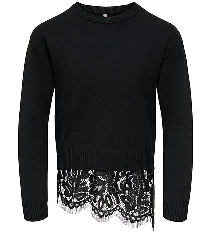 Kids Only Bluse - Strik - KogEvie - Black/Black Lace