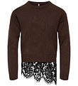 Kids Only Bluse - Strik - KogEvie - Coffee Bean/Black Lace