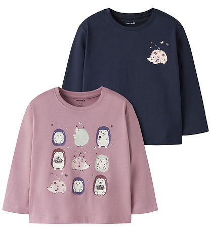 Name It Bluser - 2-pak - NmfVeen - Lilas/Navy Blazer - Hedgehog