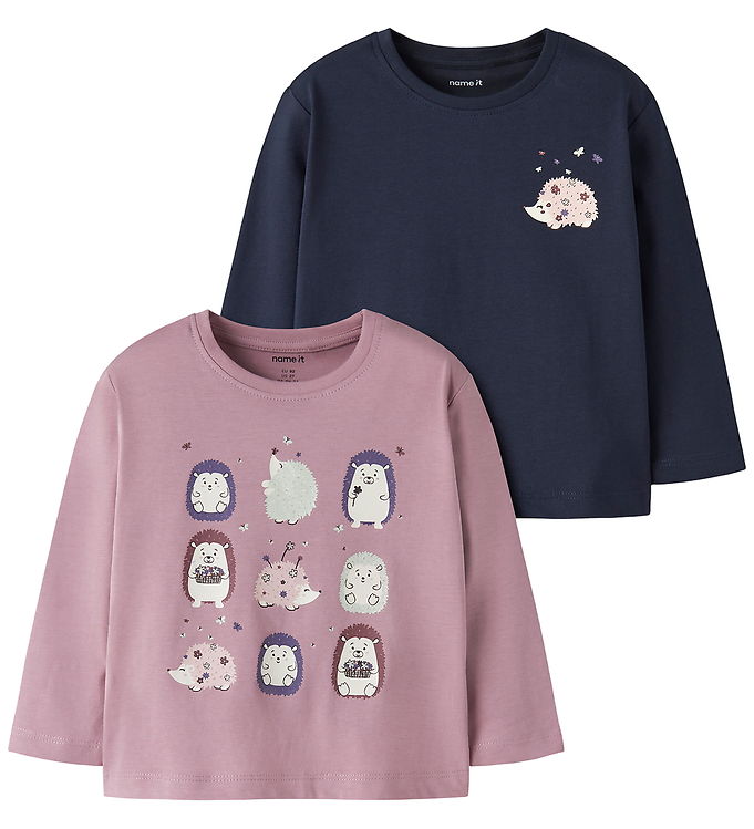Name It Bluser - 2-pak - NmfVeen - Lilas/Navy Blazer - Hedgehog