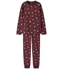 Name It Nattøj - 2-delt - NknVismas - Burgundy/Christmas