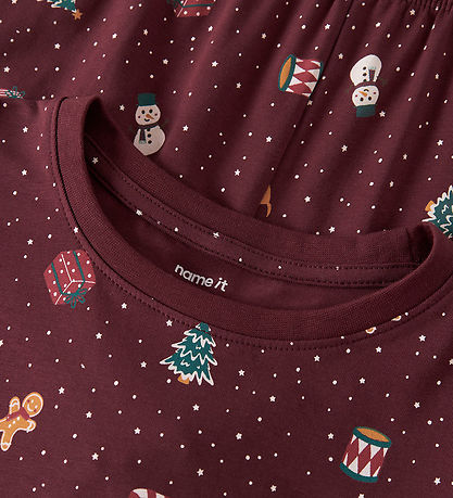 Name It Nattøj - 2-delt - NknVismas - Burgundy/Christmas