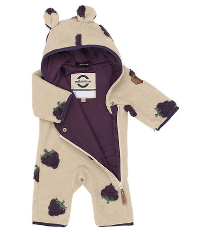 Mikk-Line Køredragt m. Hætte - Teddy - Blackberry AOP