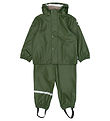 Mikk-Line Regntøj m. Seler - PU - Recycled - Kombu Green