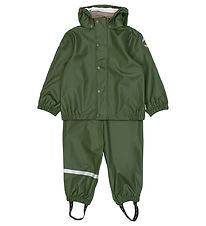 Mikk-Line Regntøj m. Seler - PU - Recycled - Kombu Green