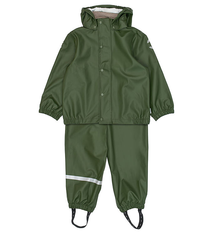 Mikk-Line Regntøj m. Seler - PU - Recycled - Kombu Green