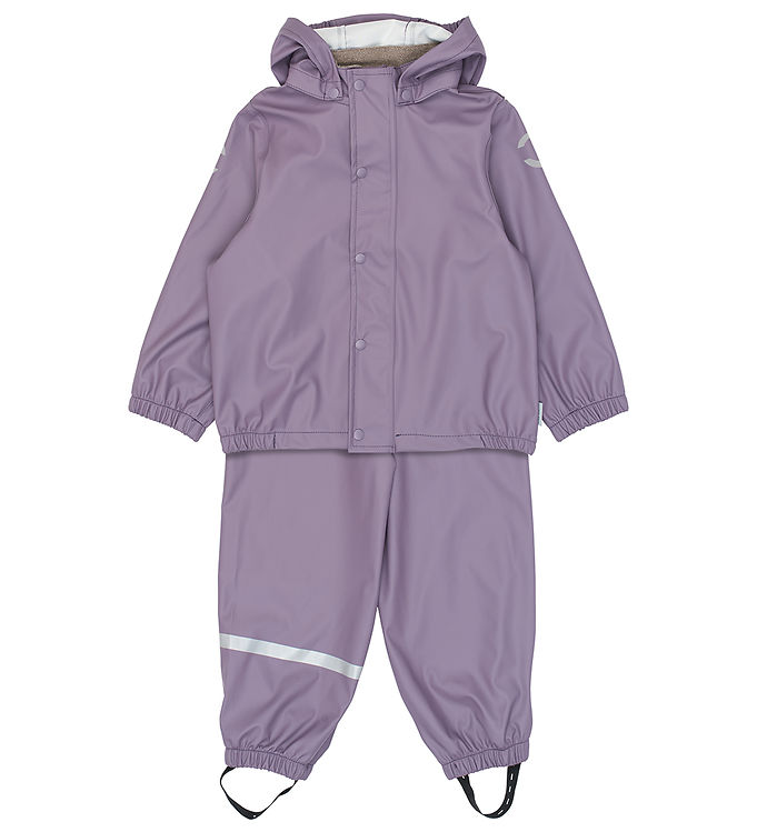 Mikk-Line Regntøj m. Seler - PU - Recycled - Purple Sage