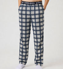 Björn Borg Night Trousers - Core Flannel - White/Blue