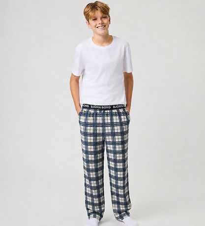 Björn Borg Natbukser - Core Flannel - Hvid/Blå