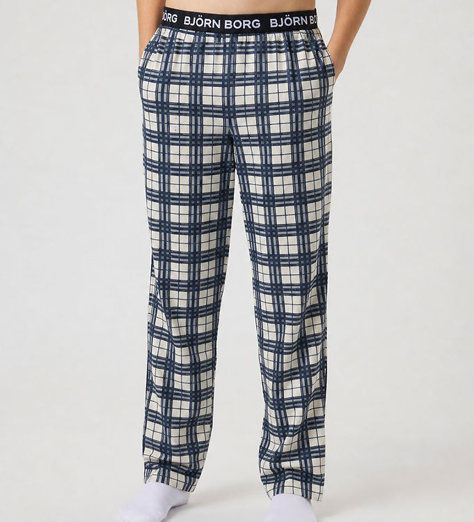 Björn Borg Natbukser - Core Flannel - Hvid/Blå