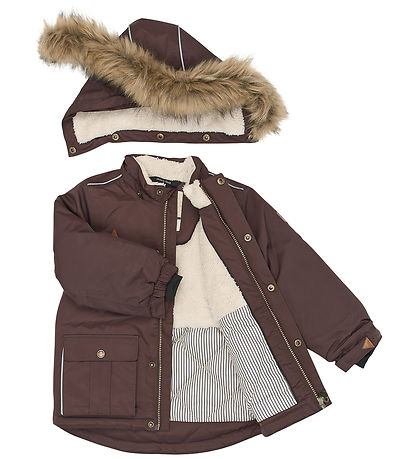 Mikk-Line Dynejakke - Twill Nylon - Boy Parca - Coffee Bean