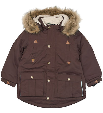 Mikk-Line Dynejakke - Twill Nylon - Boy Parca - Coffee Bean