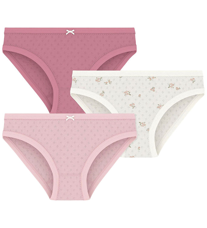 Petit Bateau Trusser - 3-pak - Hvid/Rosa