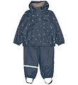 Mikk-Line Regntøj m. Seler/Fleece - PU - Star Sky AOP