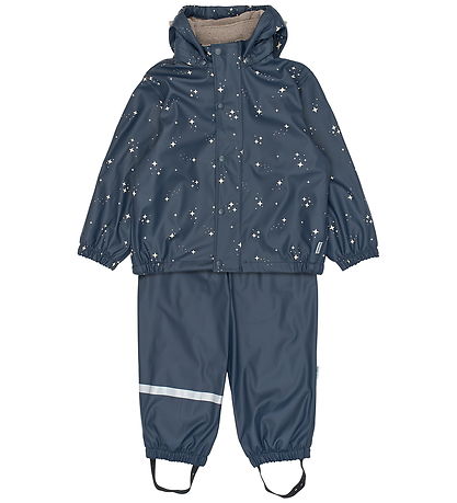 Mikk-Line Regntøj m. Seler/Fleece - PU - Star Sky AOP