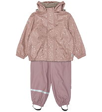 Mikk-Line Regntøj m. Seler/Fleece - PU - Foil Dot AOP