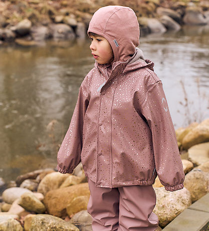 Mikk-Line Regntøj m. Seler/Fleece - PU - Foil Dot AOP