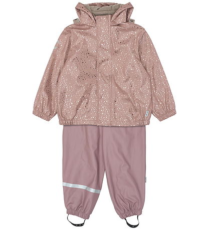 Mikk-Line Regntøj m. Seler/Fleece - PU - Foil Dot AOP