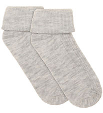 Minymo Strømper - Uld - 2-pak - Light Grey Melange