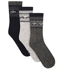 Minymo Strømper - Uld - 3-pak - Navy