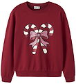 Name It Sweatshirt - NkfVertrud - Red Dahlia/Candy Canes