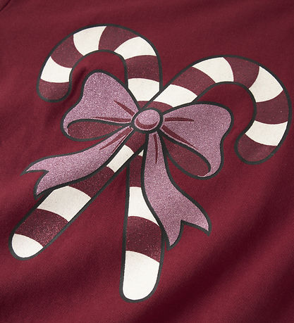 Name It Sweatshirt - NkfVertrud - Red Dahlia/Candy Canes