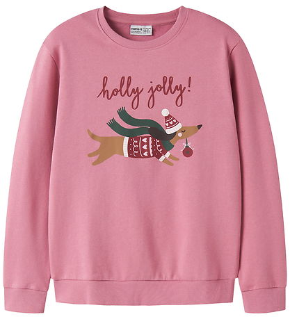 Name It Sweatshirt - NkfVertrud - Wild Rose/Holly Jolly