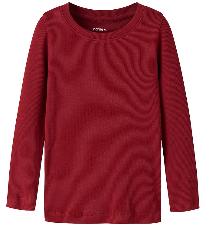 Name It Bluse - Rib - NmnKab - Red Dahlia