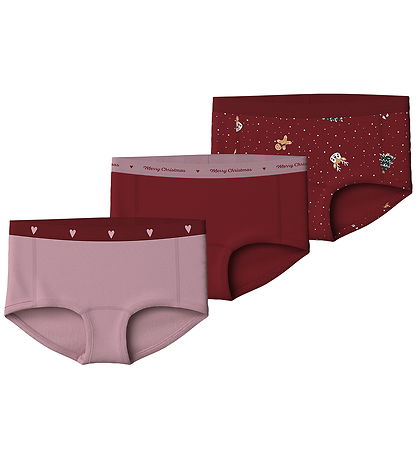 Name It Hipsters - 3-pak - NmfVismas - Red Dahlia/w/ Pink Nectar