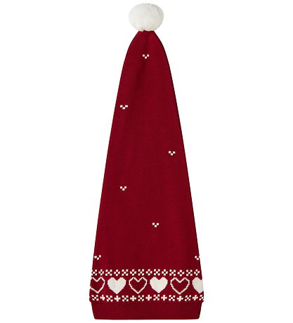 Name It Nissehue - Strik - NmnRismas - Red Dahlia/Hearts