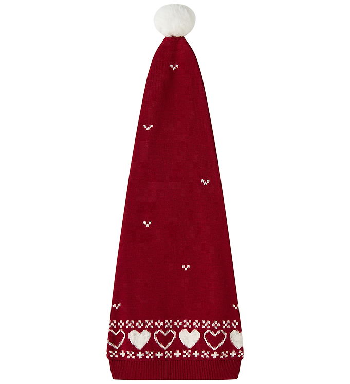 Name It Nissehue - Strik - NmnRismas - Red Dahlia/Hearts