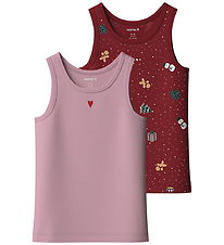 Name It Undertrøjer - 2-pak - NmfVismas - Red Dahlia/w/ Pink Nec