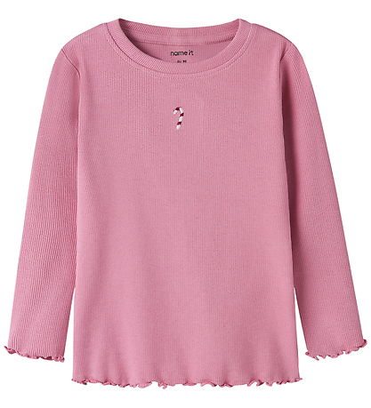 Name It Bluse - Rib - NmfVivemmas - Wild Rose/Candy Cane